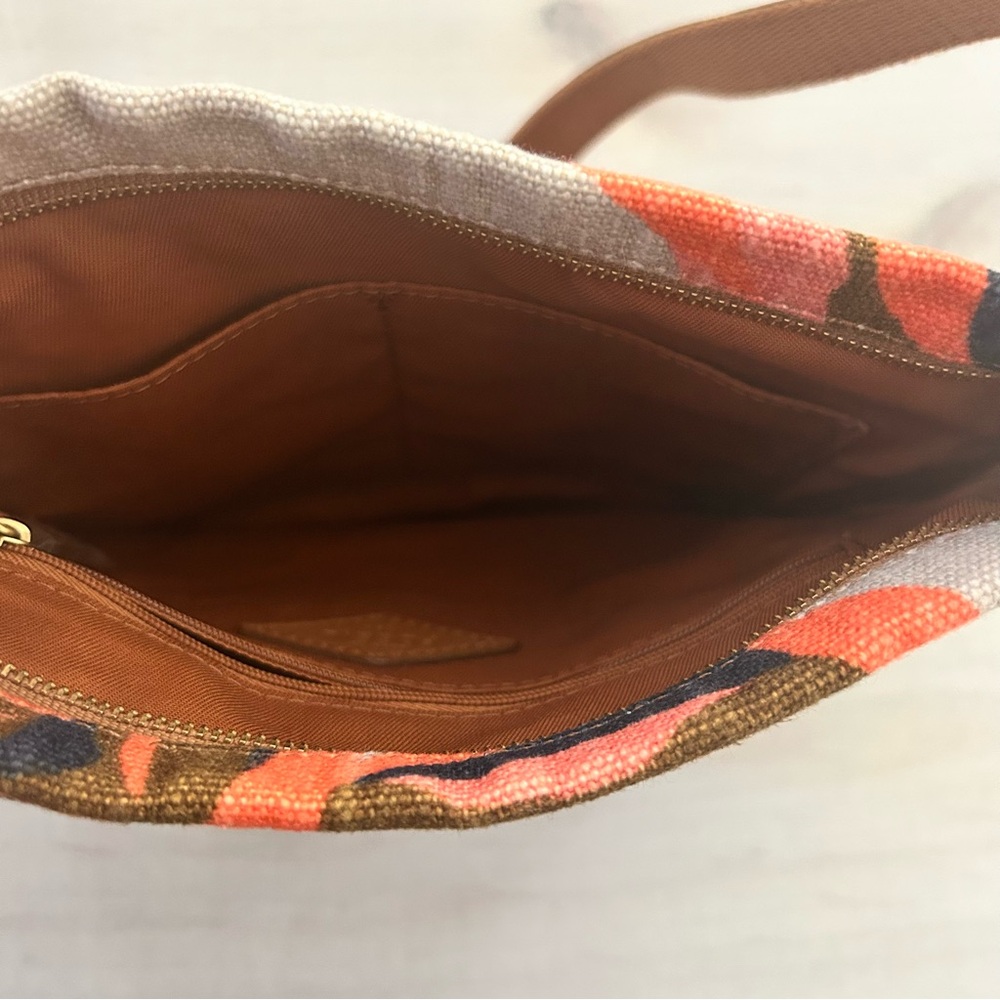 Fossil Preston Floral Expandable Crossbody Shoulder Canvas Leather Handbag - Picture 3 of 7